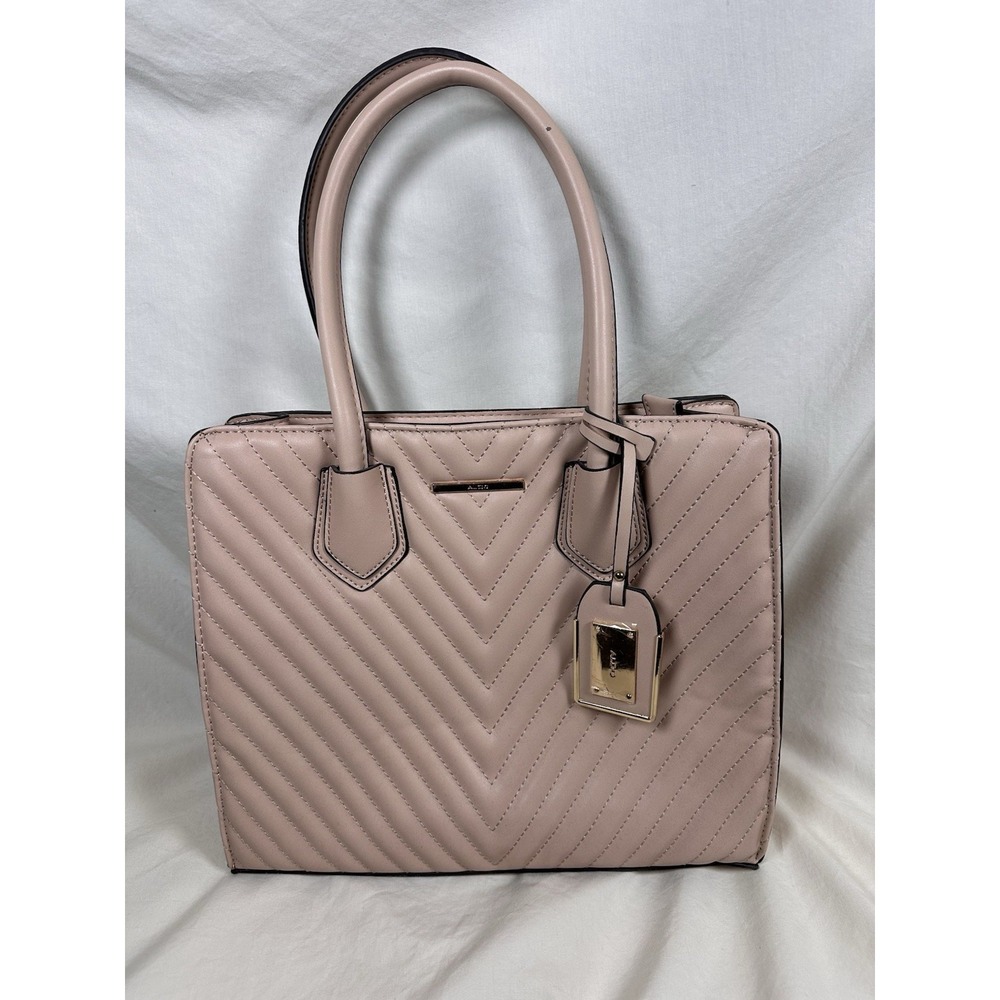 ALDO Blush Pink Quilted Tote Satchel Bag‎ Gold Hardware Chain Strap